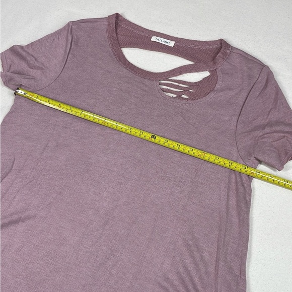NU Label NWOT super soft Tshirt distressed  braided back detail SzL - Picture 12 of 12
